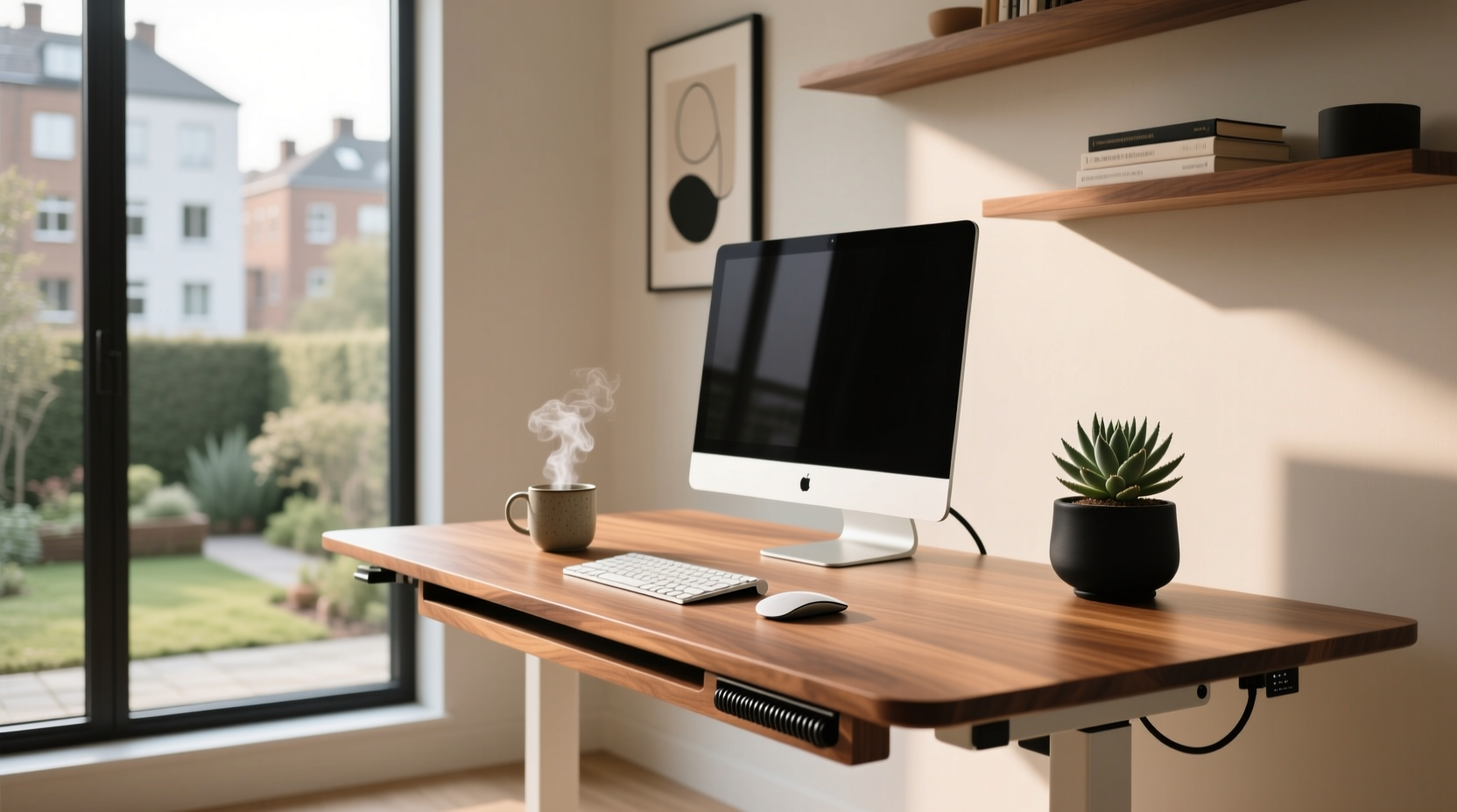 the optional standing desk