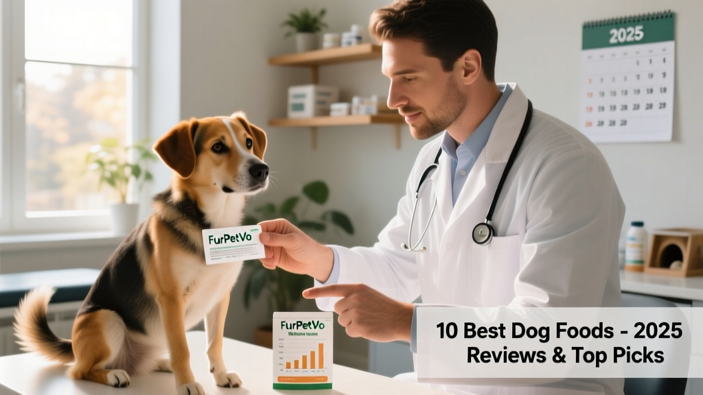 Close-up photo of a veterinarian reviewing a FurPetVo product label alongside a dog’s wellness chart