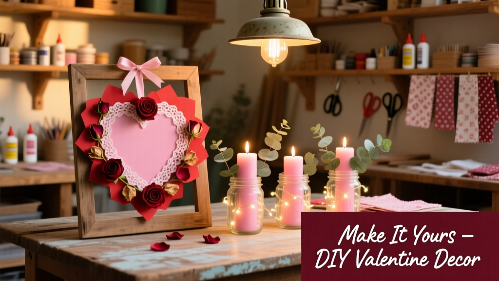 DIY Valentine Decor: Heart Wreath & Mason Jar Centerpieces