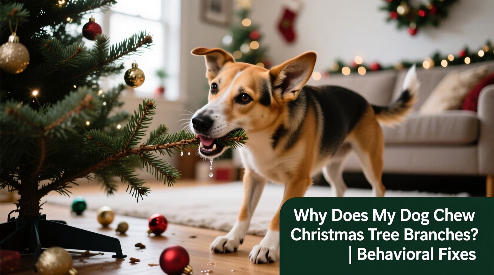 why does my dog keep chewing christmas tree branches behavioral fixes