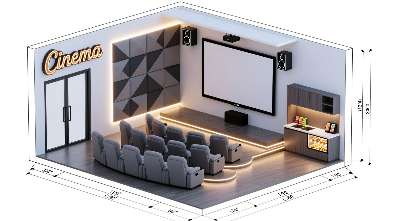 DIY movie theater room layout diagram