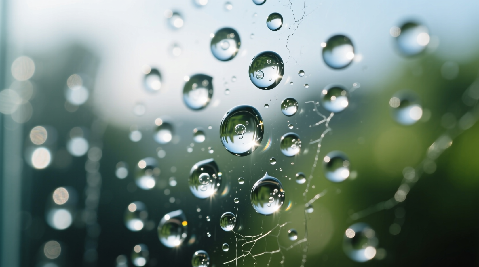 Close-up of water droplets on glass surface