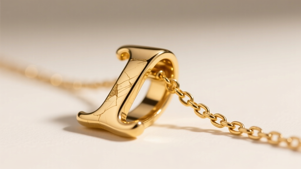Macro shot of a 14k gold initial pendant bail resting on a delicate box chain, revealing microscopic friction wear patterns.