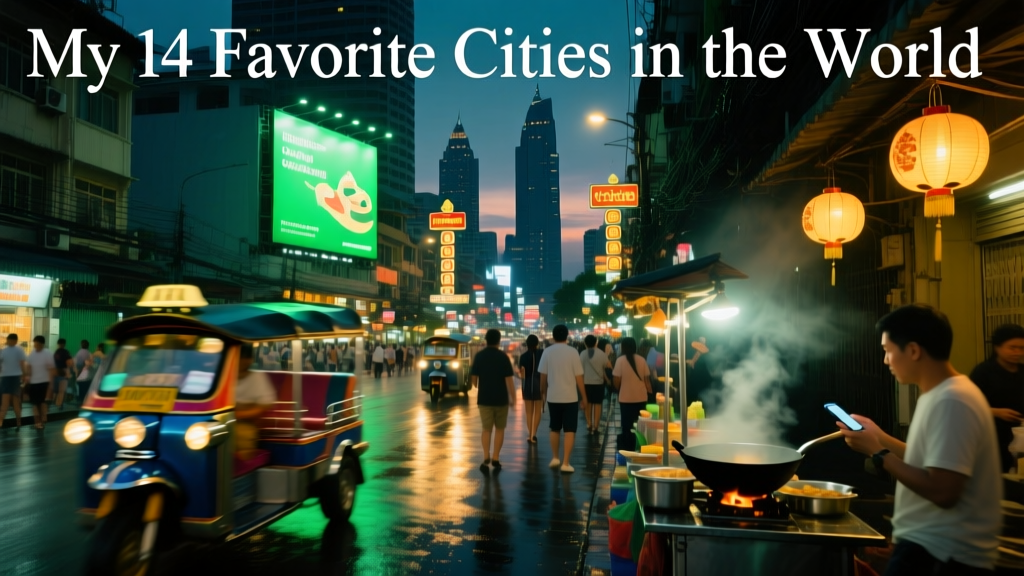 A long-exposure shot of the hectic streets of Bangkok, Thailand at night