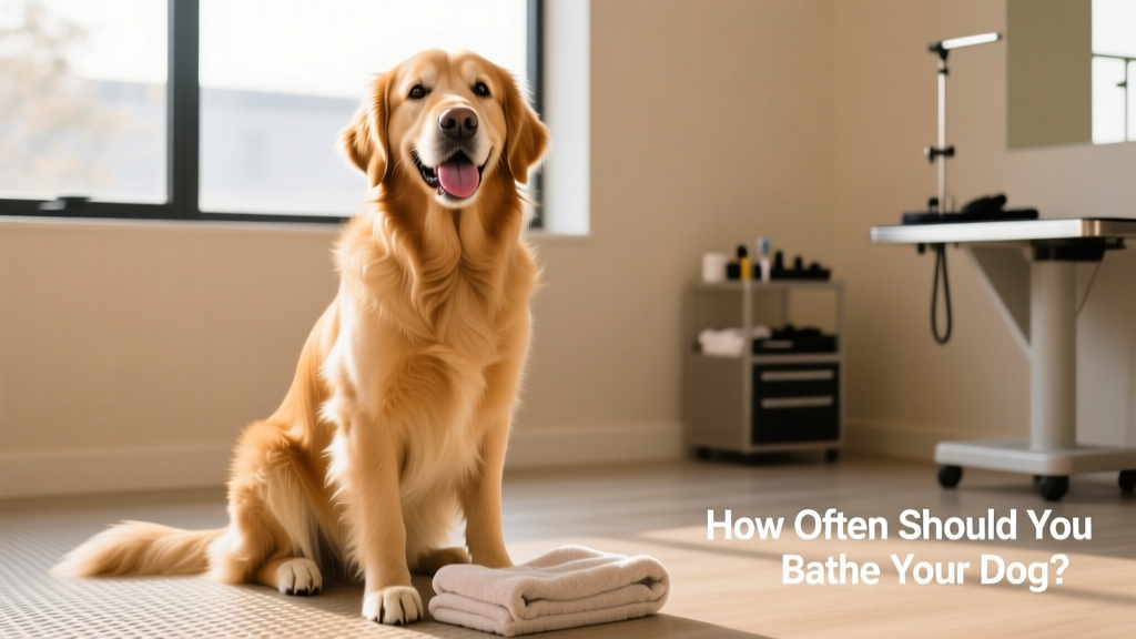A clean, shiny-coated dog sitting happily after a professional grooming session