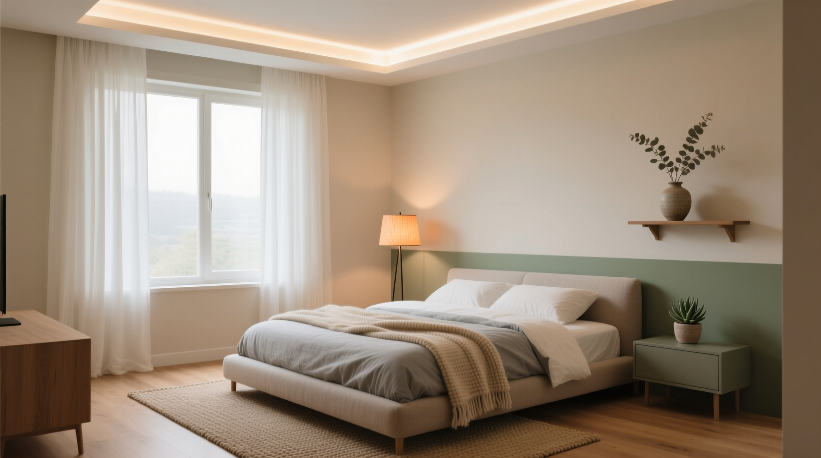 how to build a calming bedroom with colors and lighting that reduce stress
