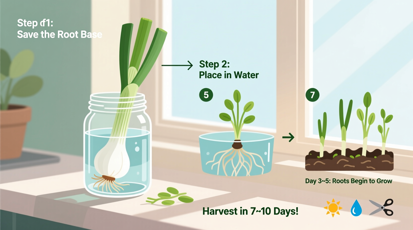 how to grow green onions indoors using kitchen scraps in under 10 days