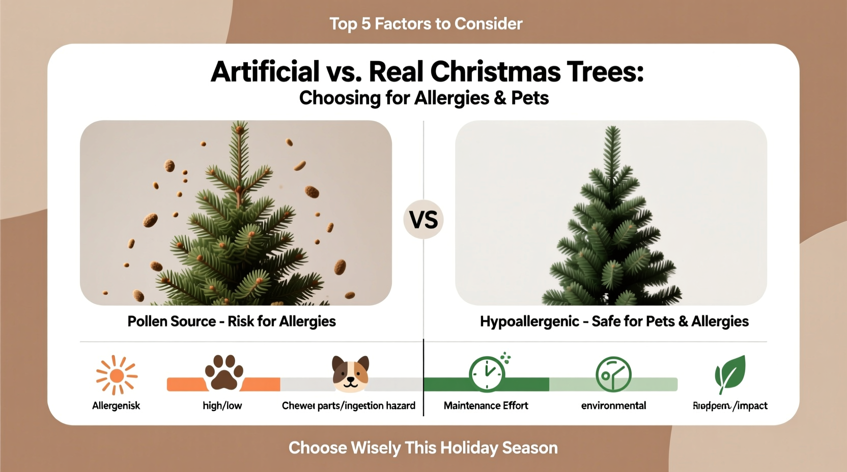 how to choose between artificial and real christmas trees based on allergies and pets