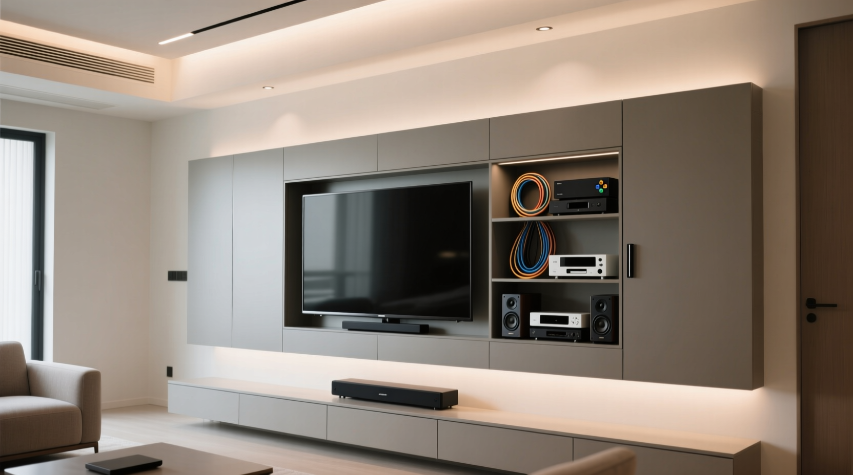 hide your home entertainment accessories behind your tv