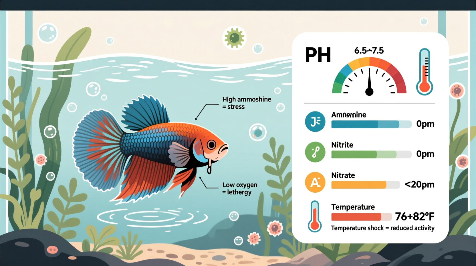 why is my betta fish lethargic and what water parameters matter most