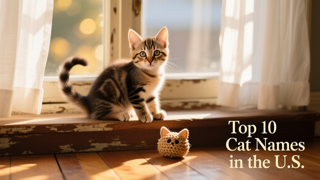 A playful tabby kitten sitting on a sunlit windowsill