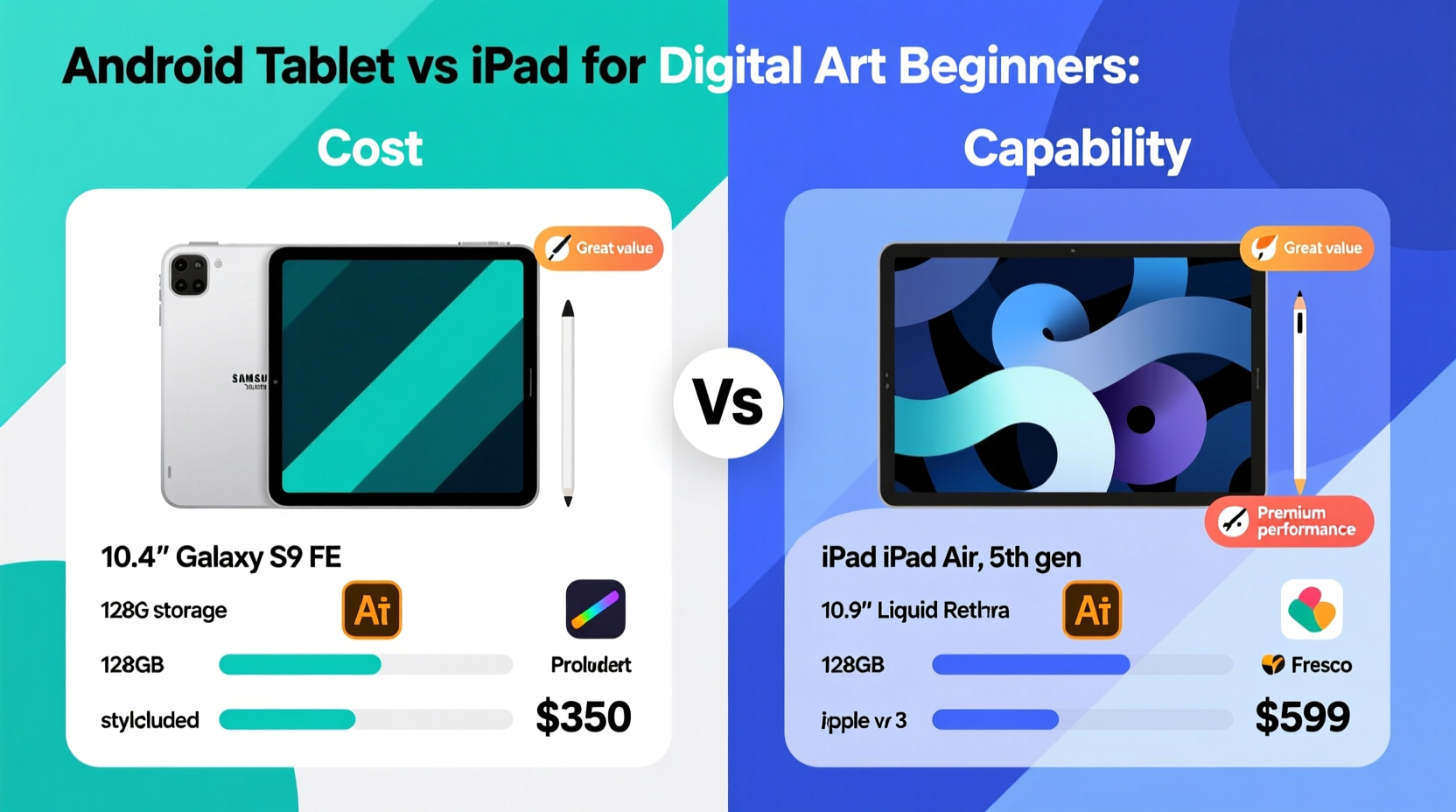 android tablet vs ipad for digital art beginners cost versus capability