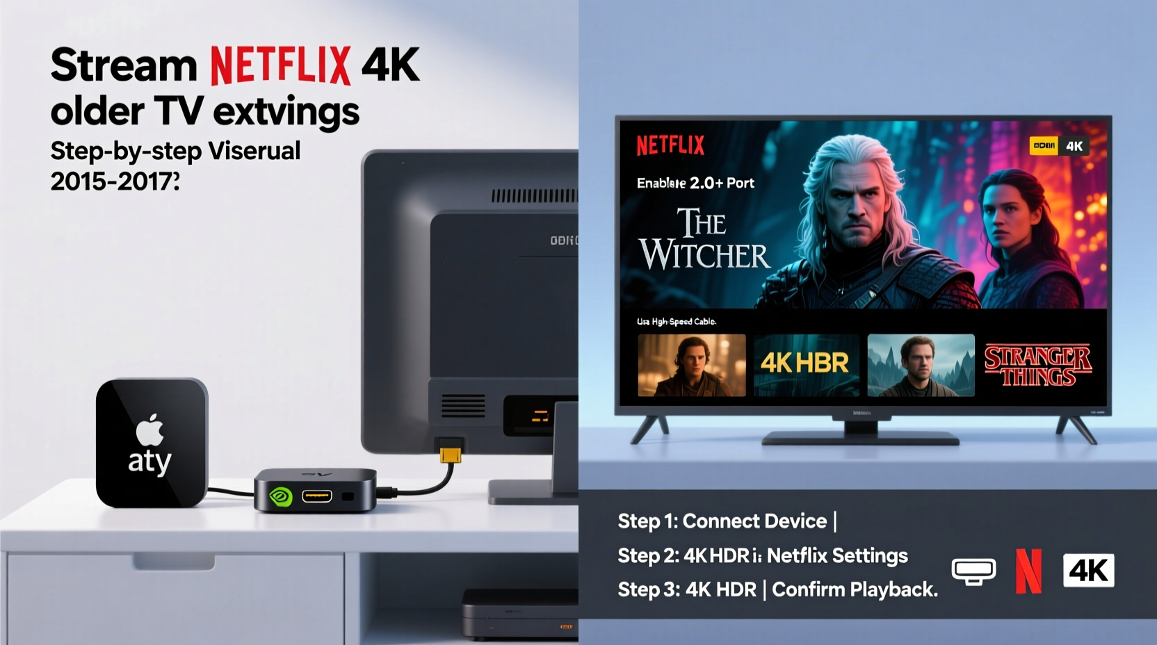 how to stream netflix in 4k on older smart tvs with external devices