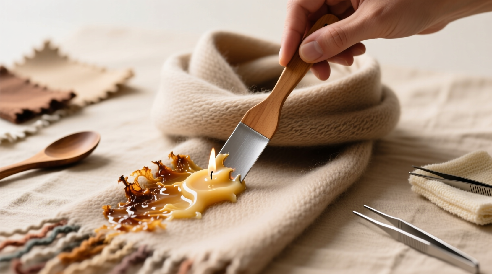 how to remove candle wax from wool scarves