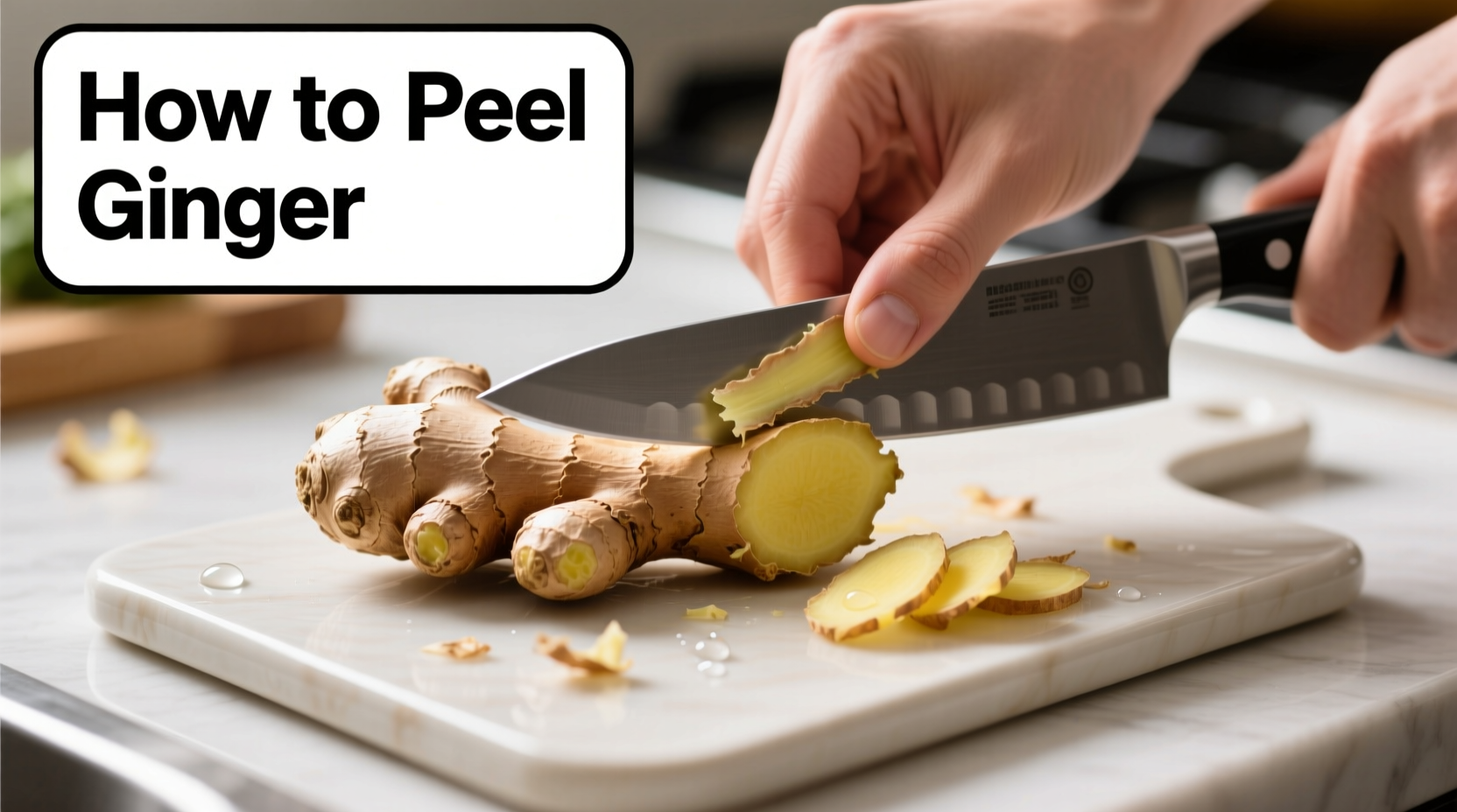 Ingwer mit Löffel schälen