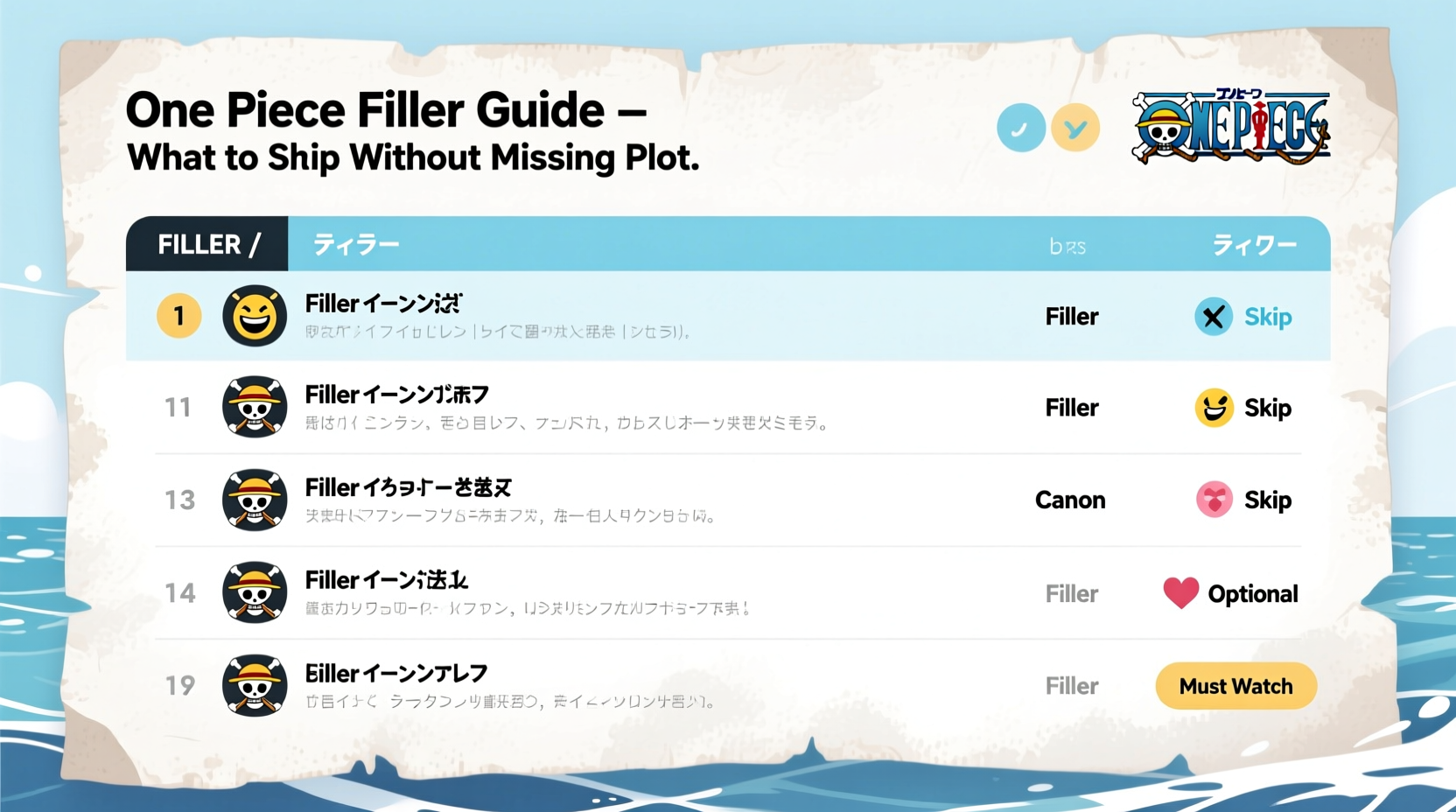 one piece filler episodes list what to skip without missing plot