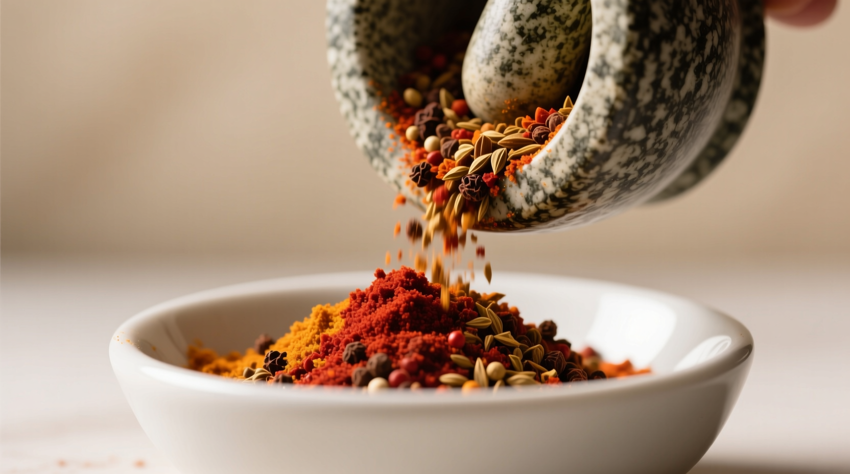 Hand sprinkling berbere spice over simmering red lentil stew in a traditional Ethiopian clay pot