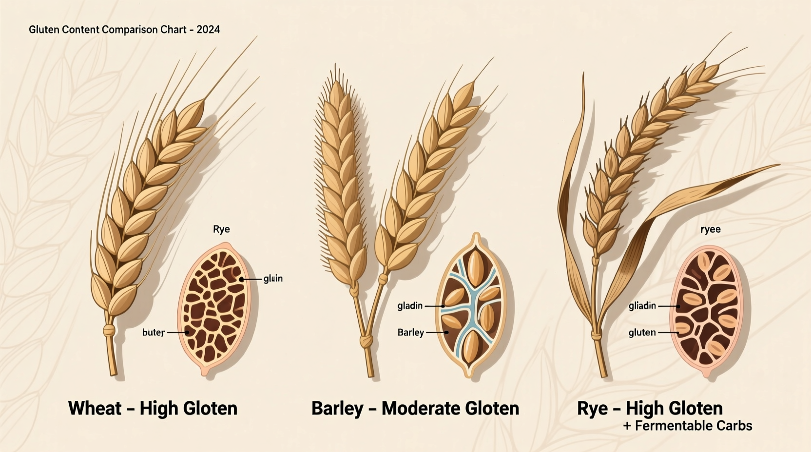 Gluten-containing grains wheat barley rye comparison