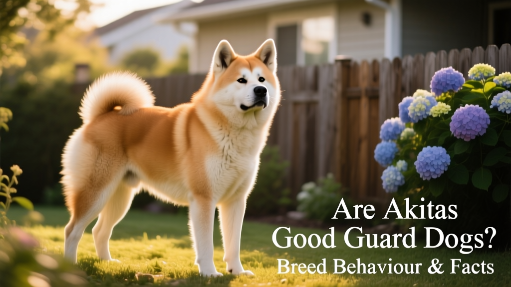 A dignified Akita standing alert outdoors, showcasing its strong build and confident posture