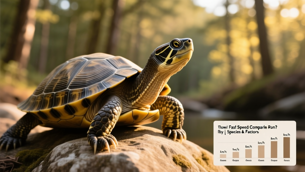 Turtle basking on a rock with visible muscle definition and alert posture