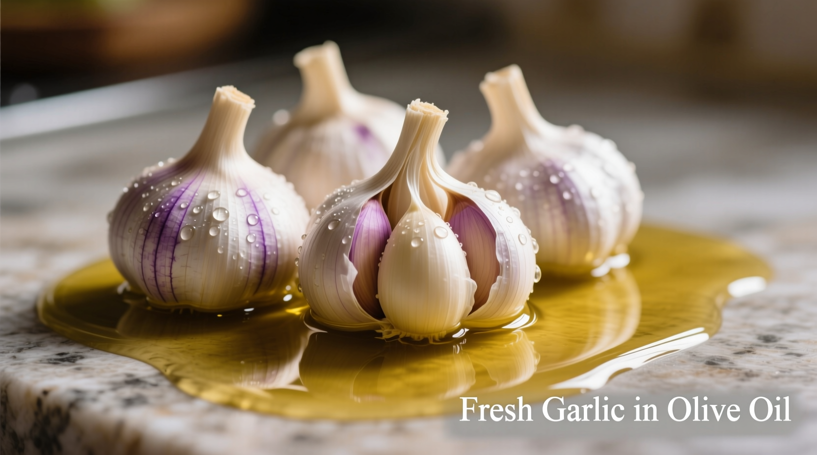 Fresh garlic cloves in olive oil