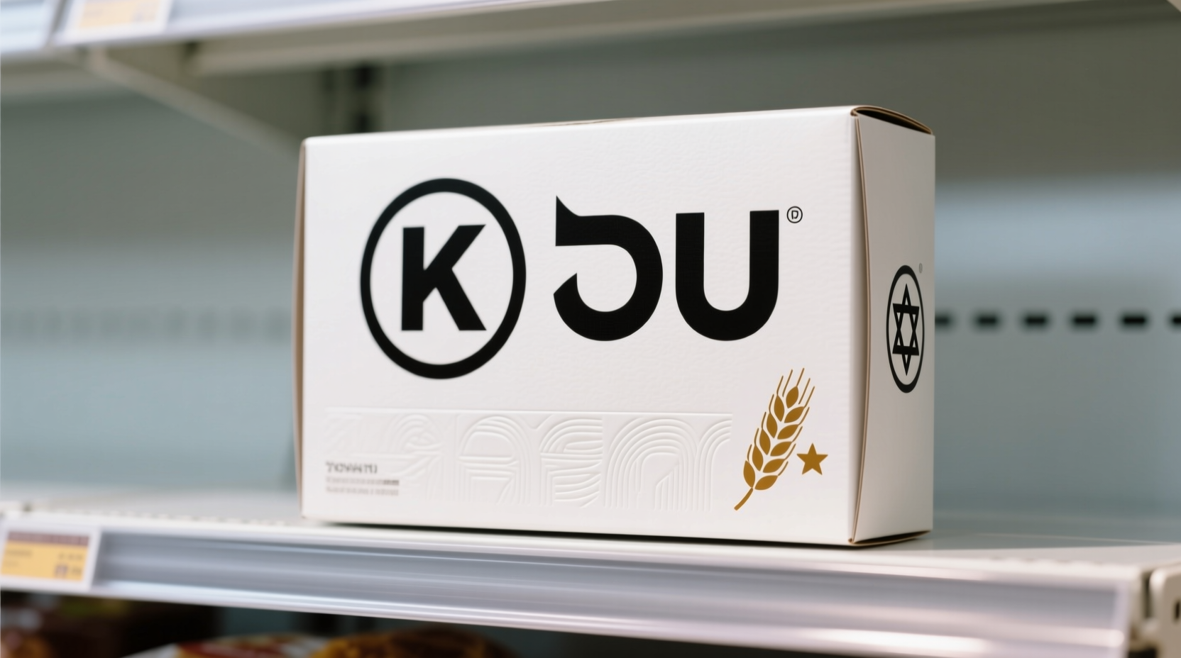Kosher certification symbols on packaged food