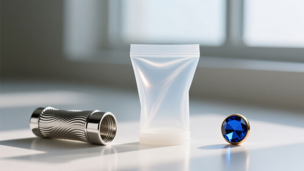 Three clasp covers: a translucent medical silicone sleeve, a textured sterling silver tube, and a small enameled brass bead.