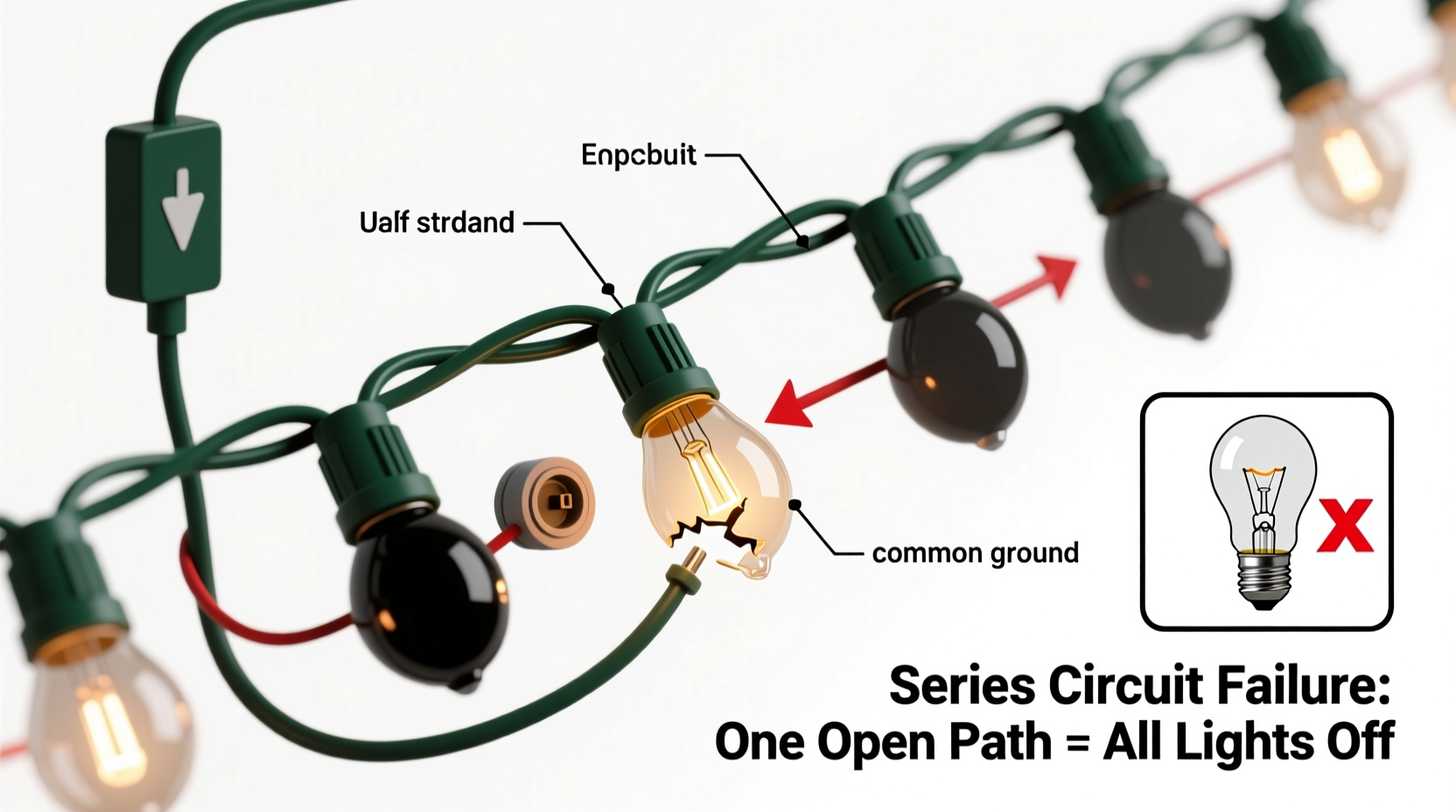 why does half my strand of christmas lights go out fixing series circuits
