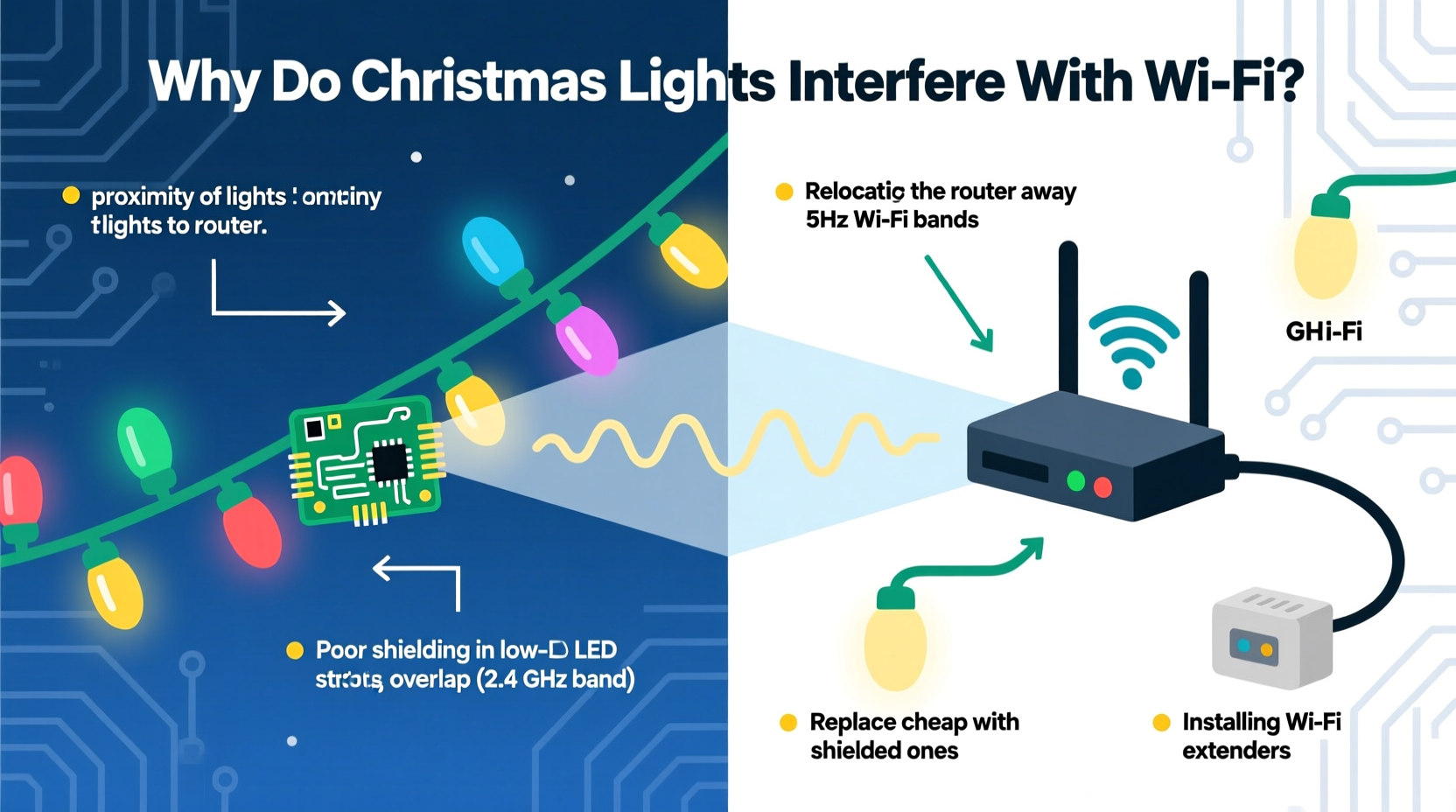 why do some christmas lights interfere with wifi signals fixes