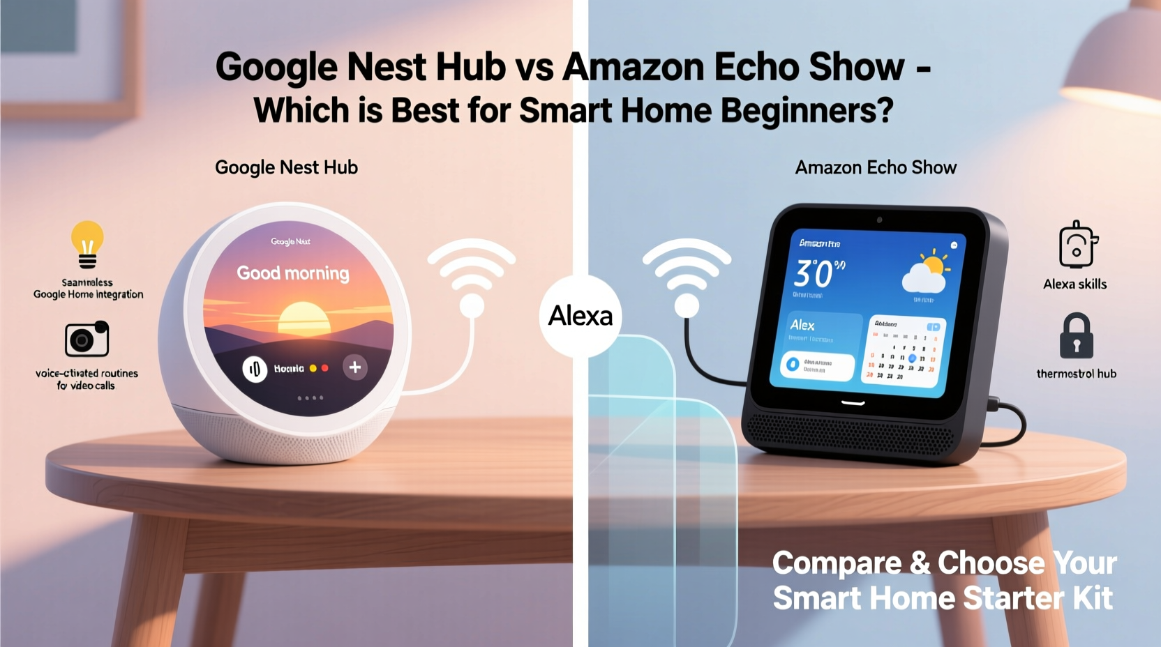 google nest hub vs amazon echo show for smart home beginners