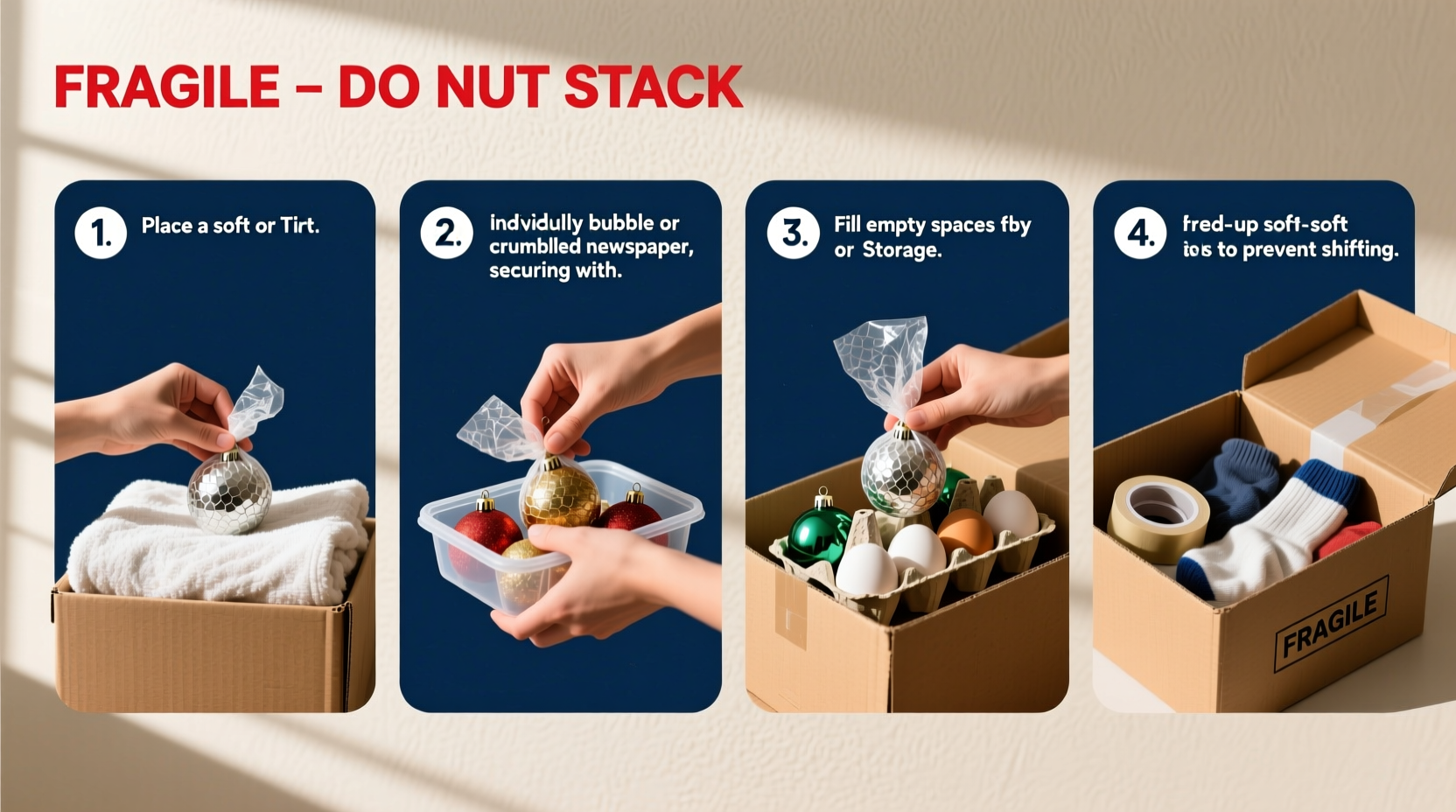 how to pack fragile ornaments for storage using everyday household items