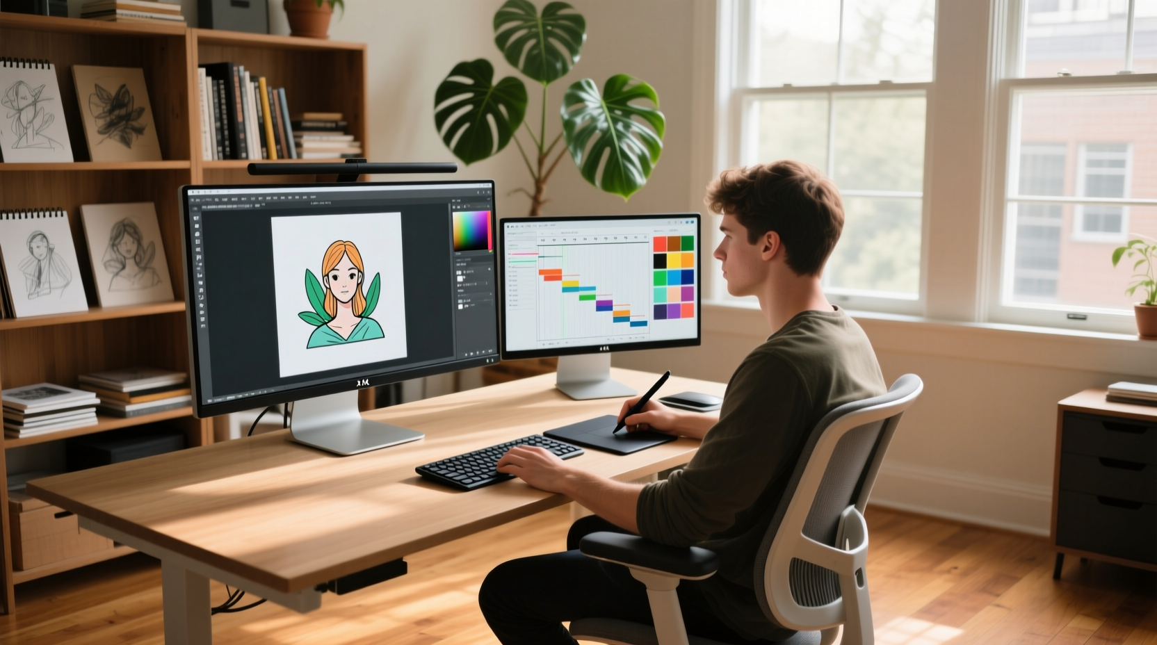 is a dual monitor setup worth it for graphic designers working remotely