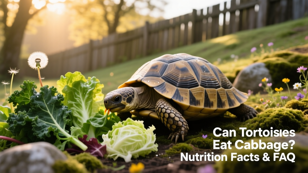 A healthy tortoise grazing on mixed leafy greens in a natural outdoor enclosure