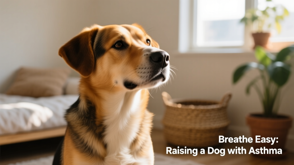 Close-up of a dog breathing calmly, with soft focus on the chest area to emphasize healthy respiration