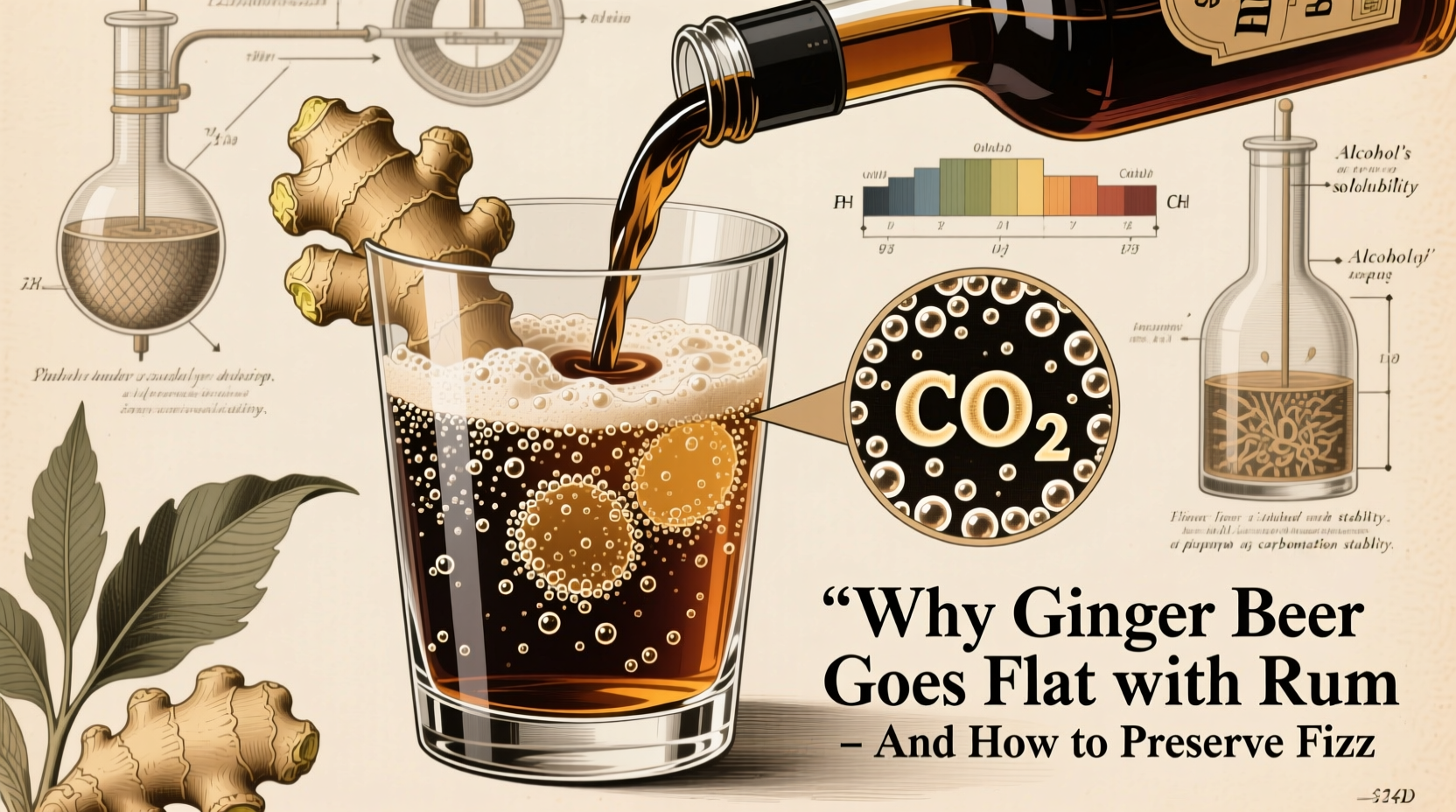 why does my homemade ginger beer go flat when mixed with dark rum—and how to preserve fizz