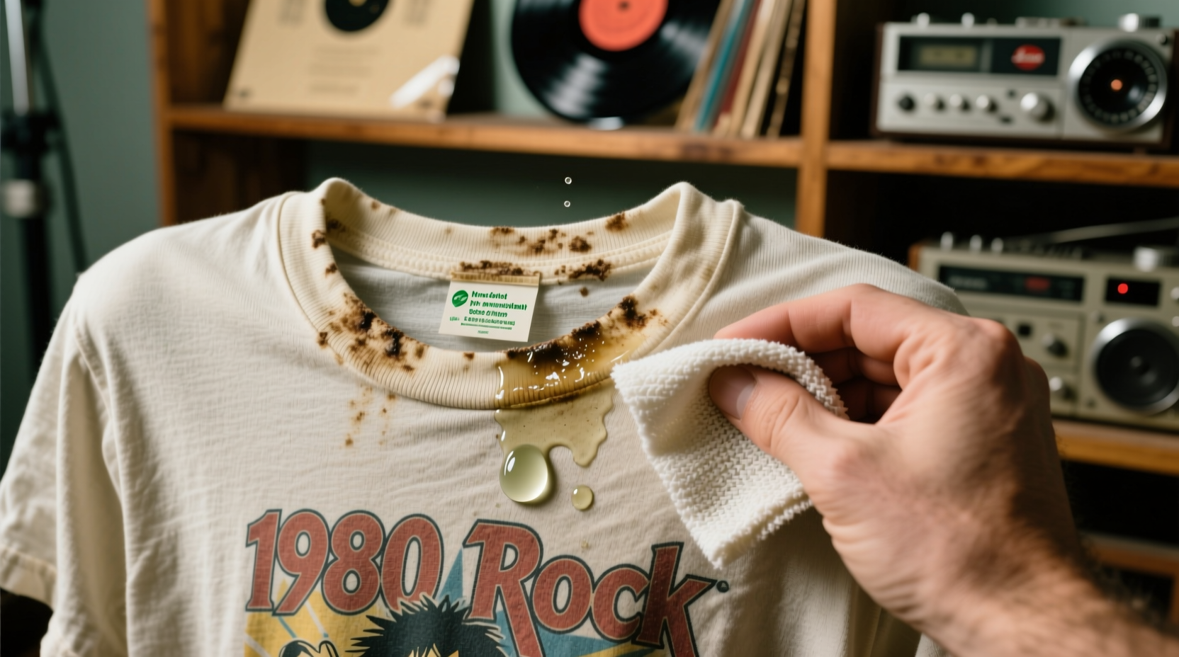 how to remove adhesive residue from vintage band tees