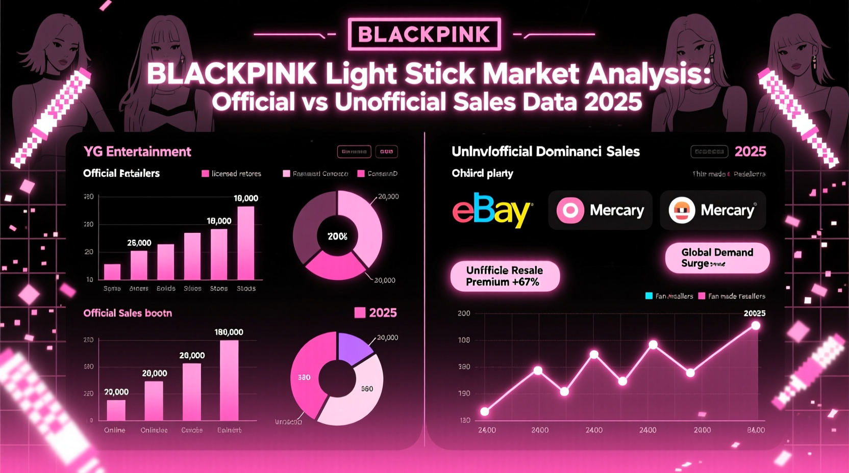 best selling black pink light stick