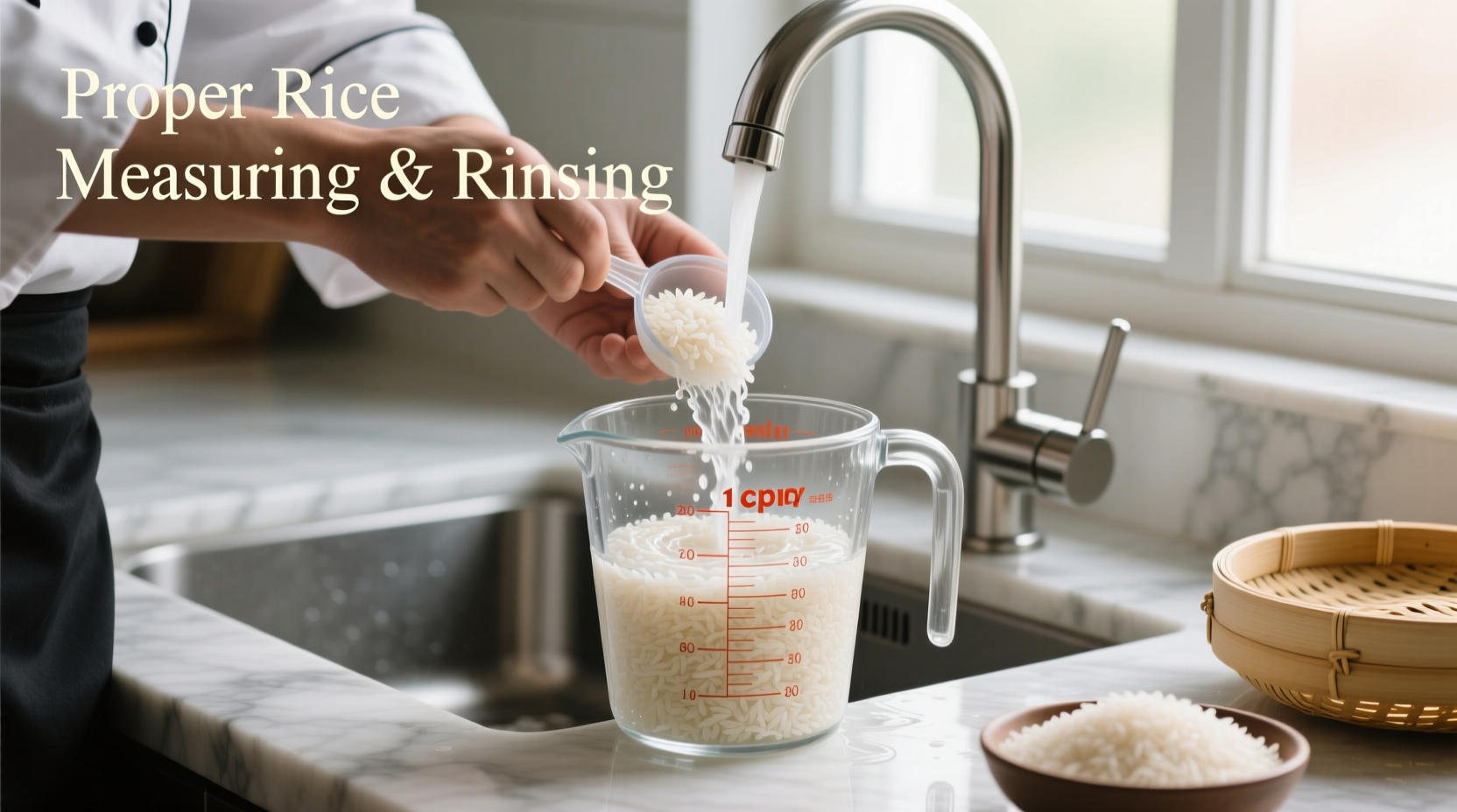 Proper rice measuring and rinsing technique