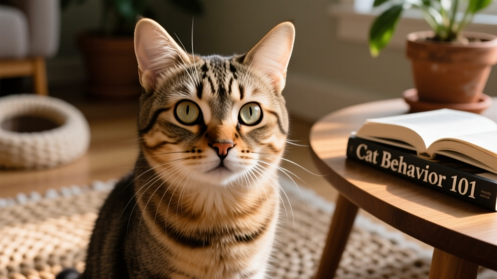 Close-up of a cat with dilated pupils and slightly rotated ears, showing early signs of stress