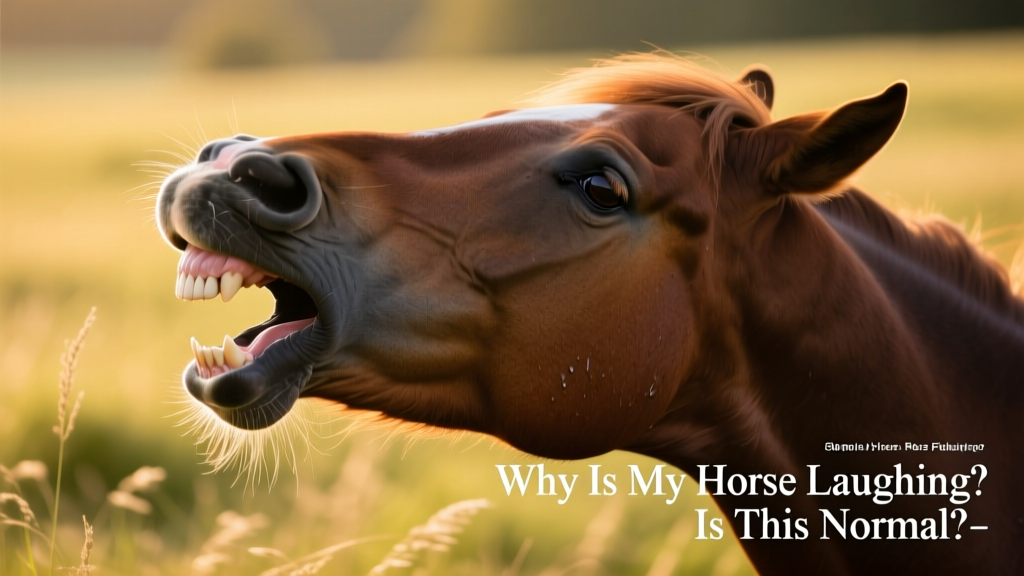 Close-up of a horse lifting its upper lip in the Flehmen response, nostrils flared, eyes slightly rolled back