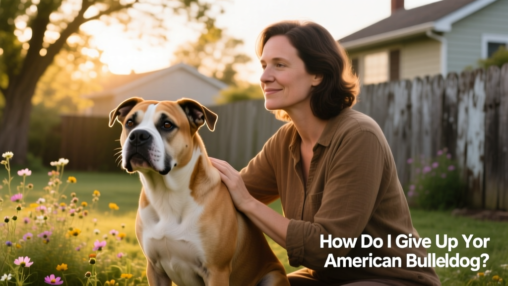 American Bulldog sitting calmly beside a person, looking alert and affectionate