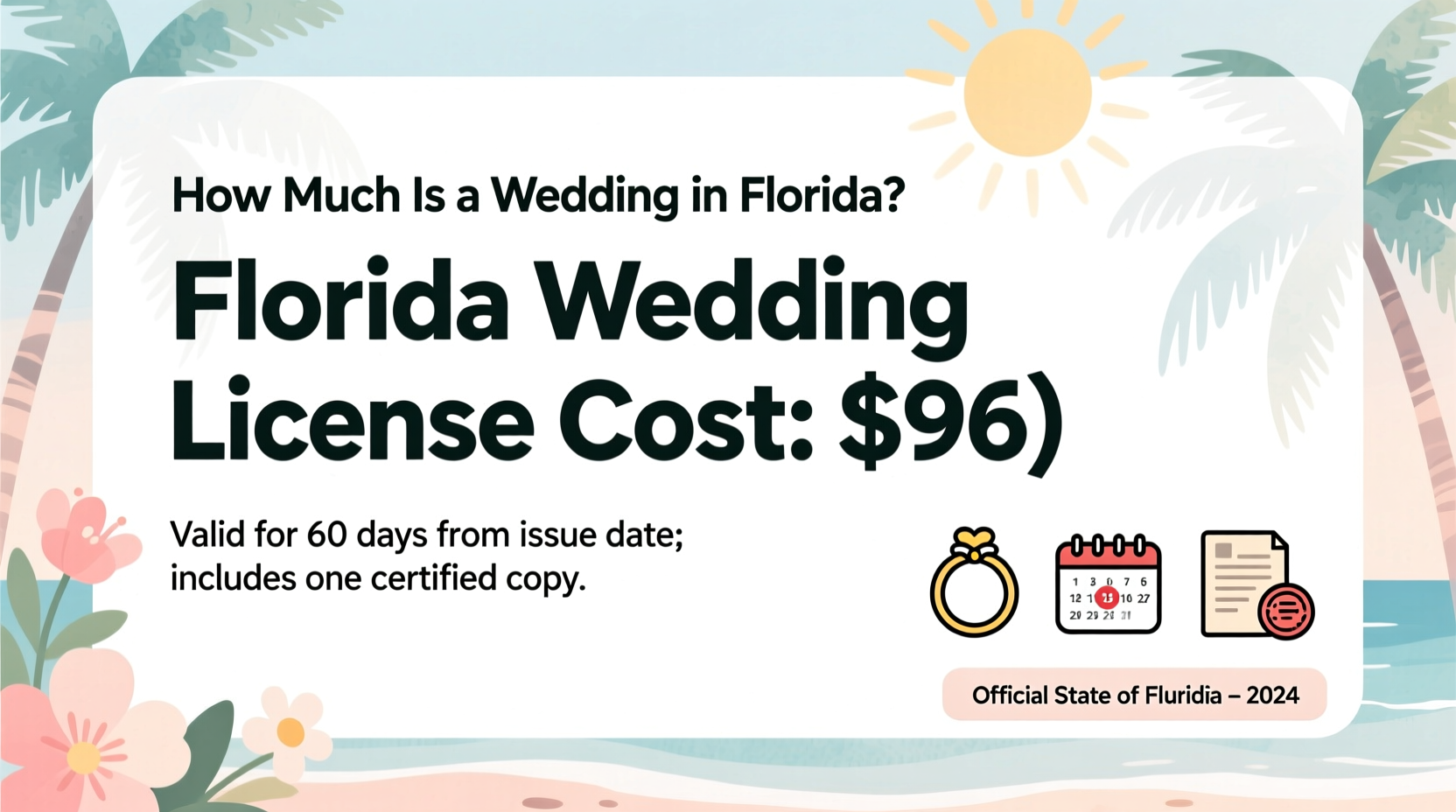 how much is a wedding license in florida