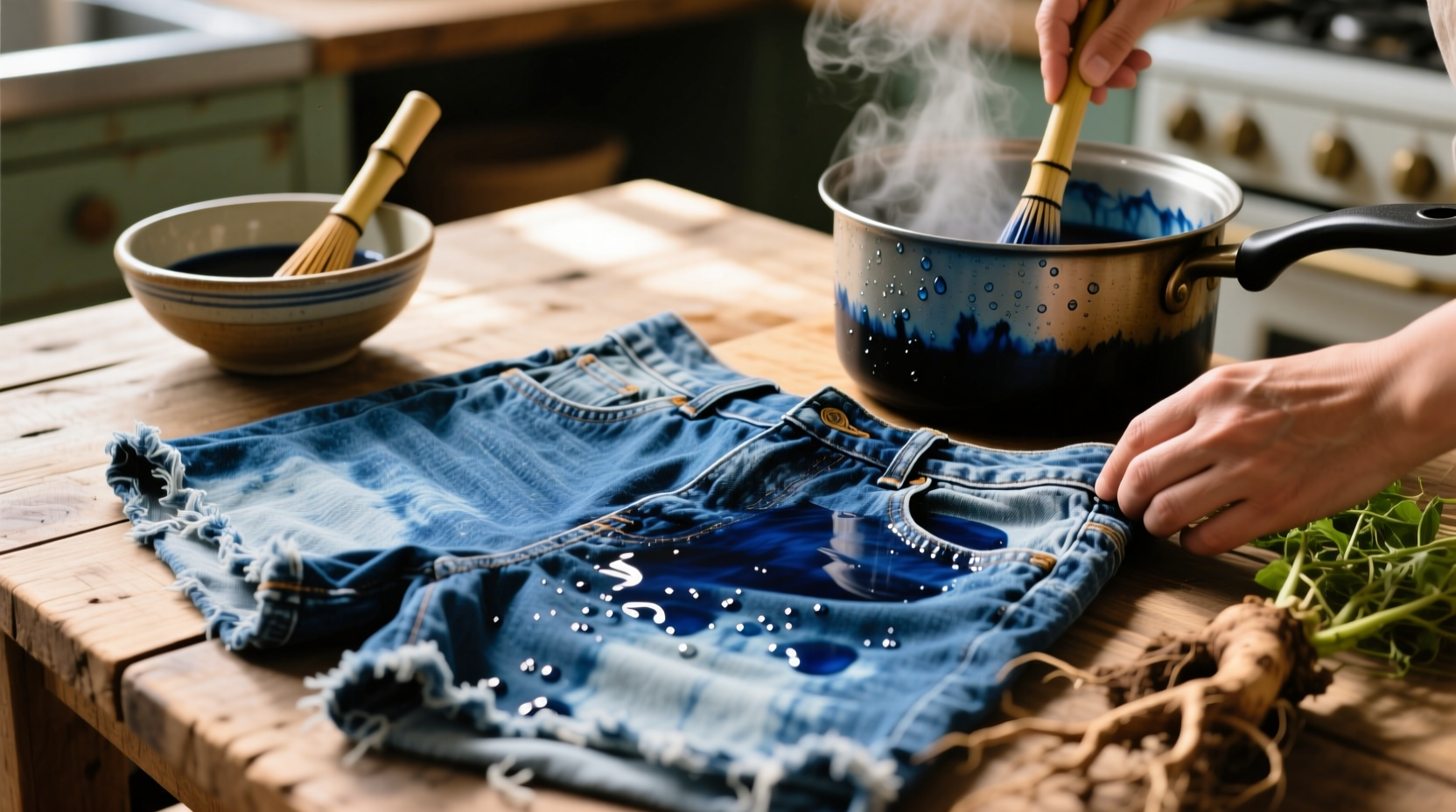 how to revive faded denim shorts with natural indigo