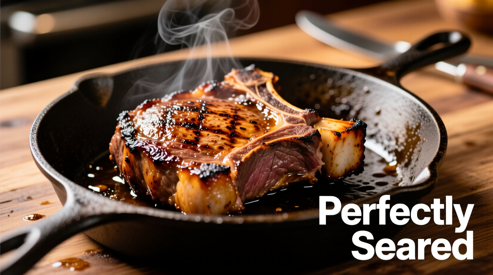 Perfectly seared chuck roast in cast iron skillet