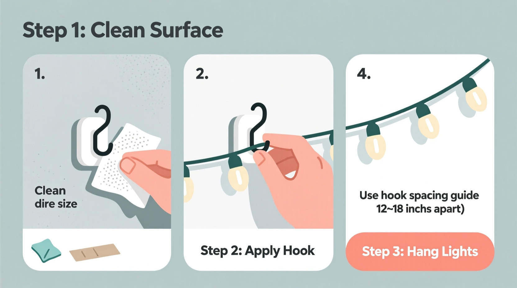 how to use command hooks to mount christmas lights without damage