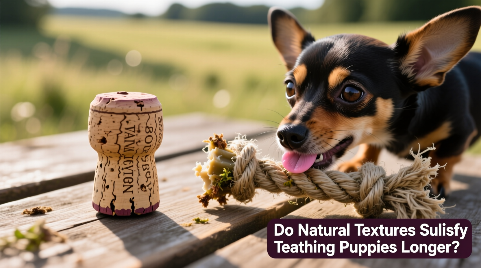 wine cork pet toy vs hemp rope chew—do natural textures satisfy teething puppies longer