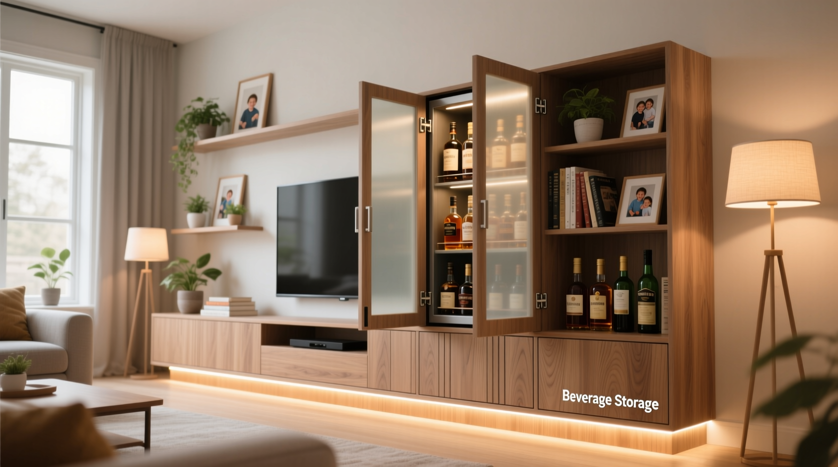 how to disguise a liquor cabinet in family-friendly living rooms