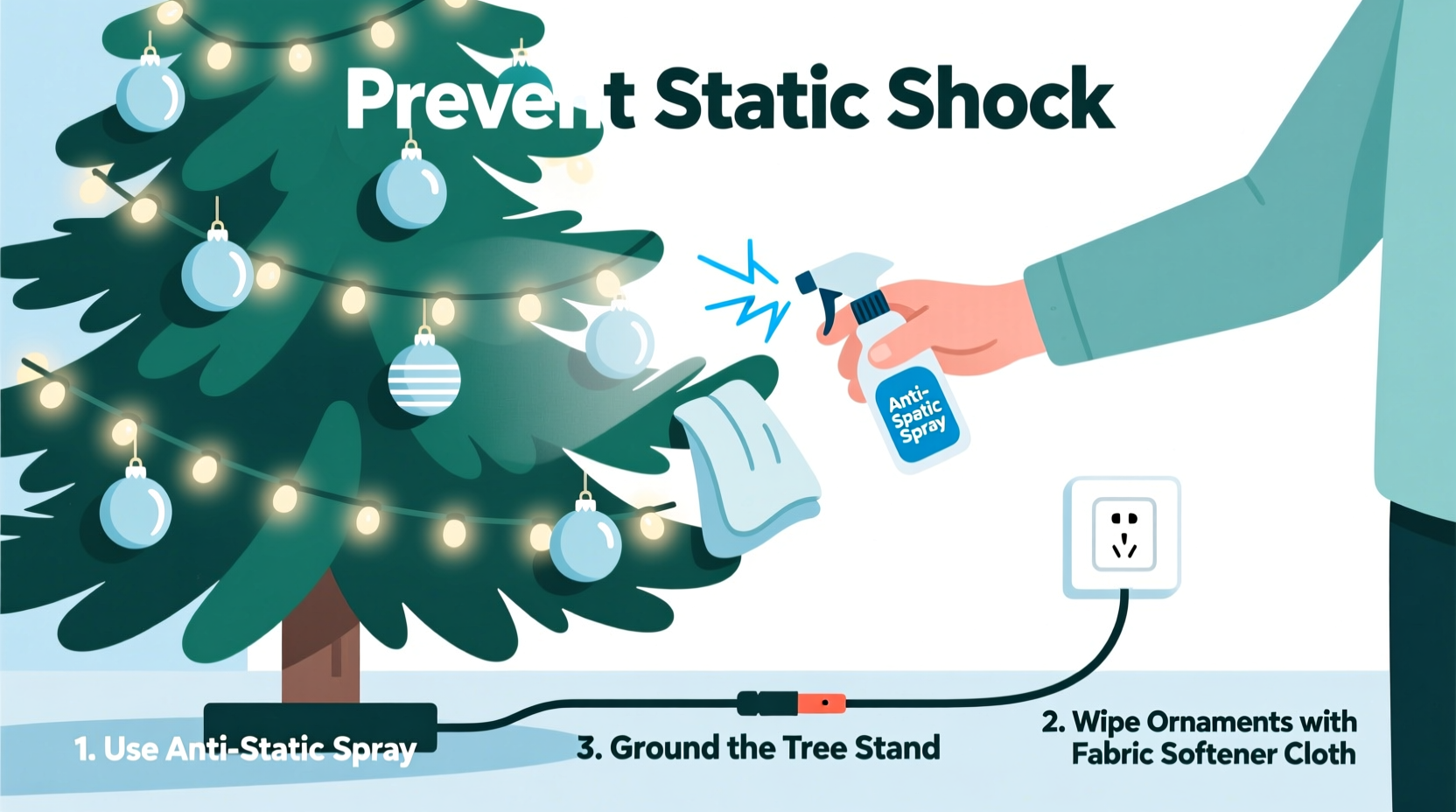 how to prevent static shock when touching your christmas tree