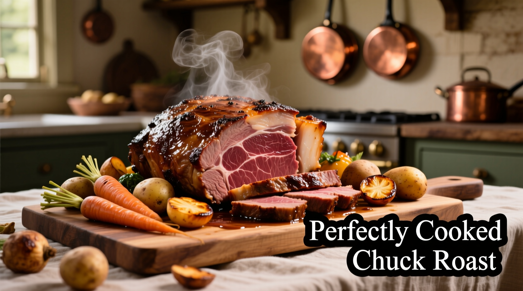 Perfectly cooked chuck roast with vegetables