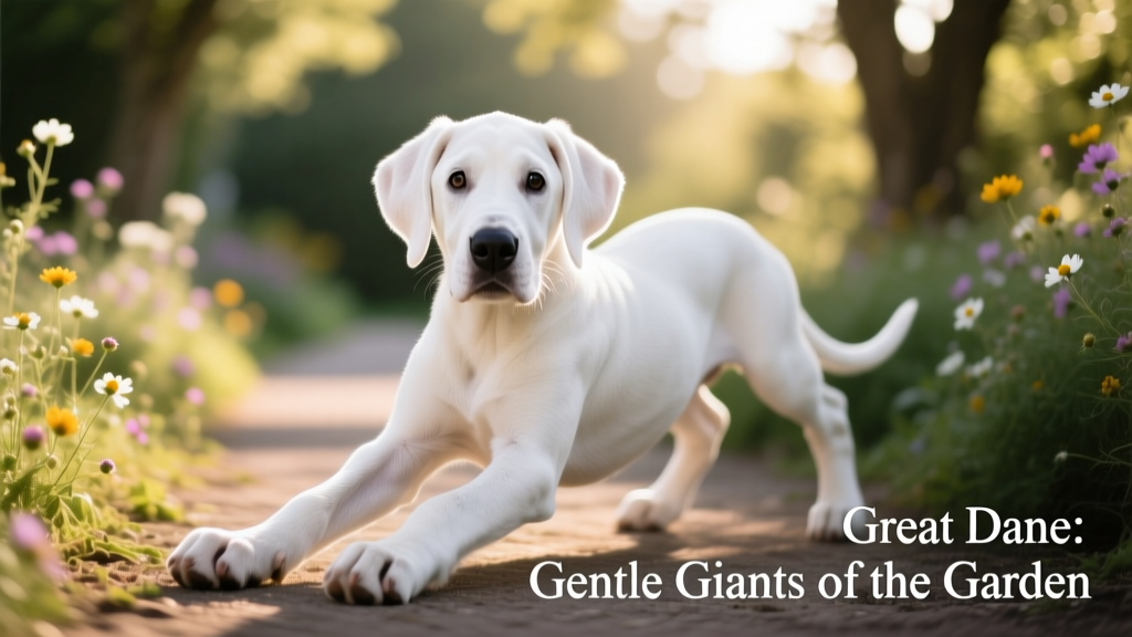 White Great Dane puppy outdoor portrait